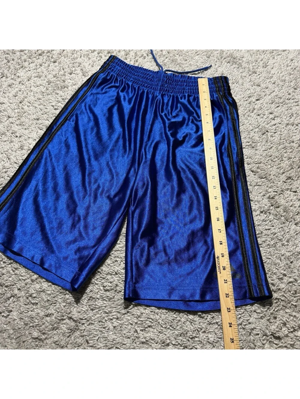Vtg Y2K Adidas Shorts Mens Blue Basketball Dazzle Athletic Baggy Silky Medium